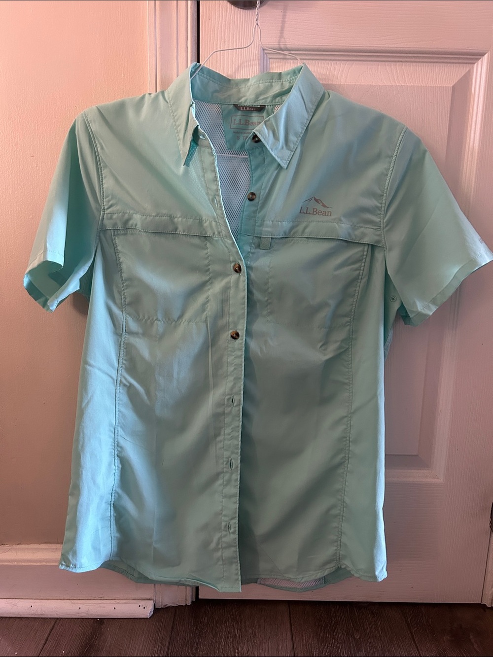 L.L. Bean Women’s Short-Sleeve Button Down Shirt - Aqua